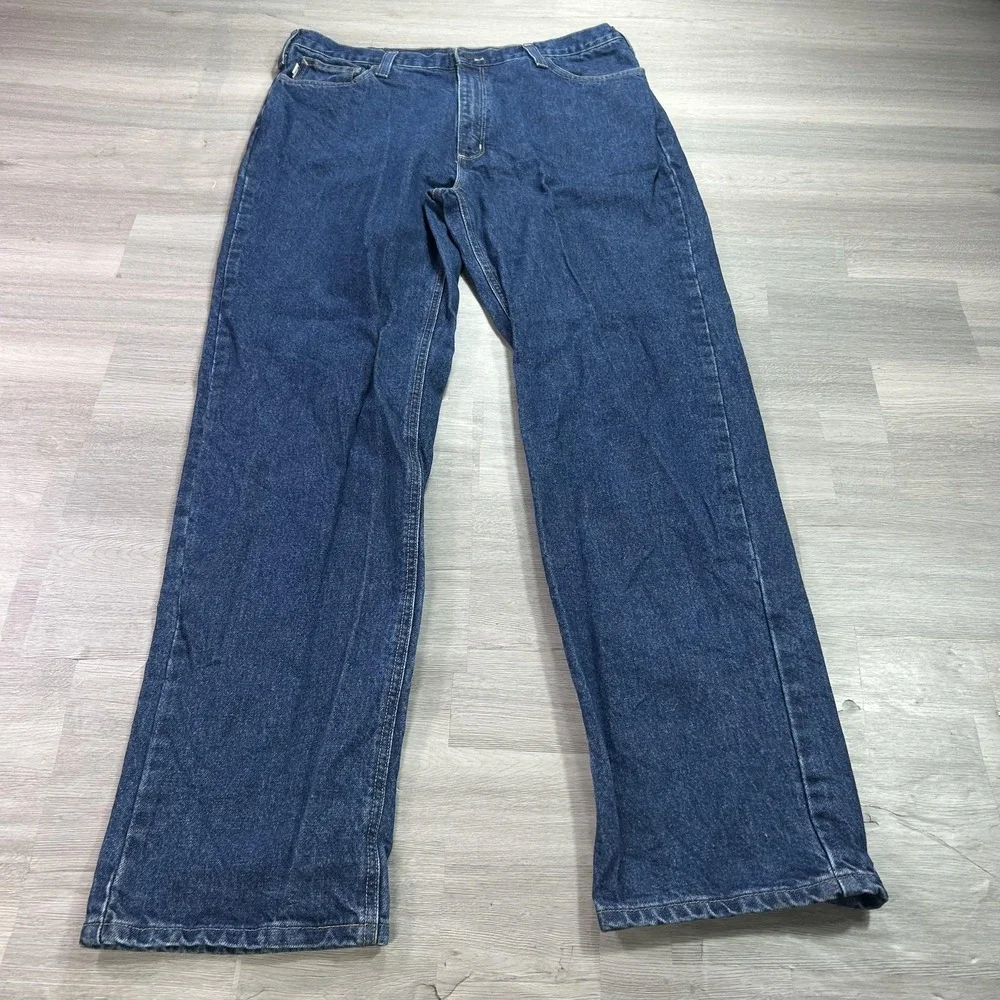 Carhartt FR FRB004 Jeans Mens 38x36 Blue Relaxed Straight Flame Resistant Denim